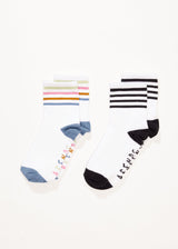 Afends Womens Funhouse - Socks Two Pack - Multi - Afends womens funhouse   socks two pack   multi   sustainable clothing   streetwear