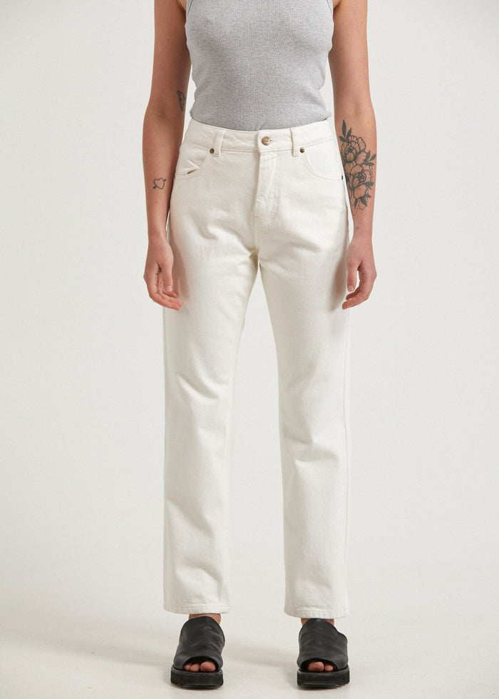 Afends Womens Violet - Organic Denim Straight Leg Jean - Off White - Sustainable Clothing - Streetwear