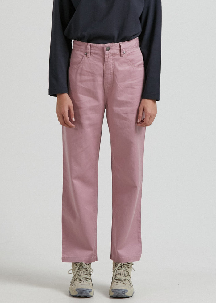Afends Womens Shelby - Hemp Twill High Waist Wide Leg Pant - Blush - Sustainable Clothing - Streetwear