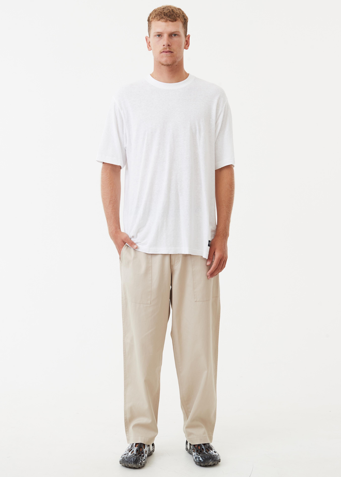 Afends Mens Chess Club - Hemp Relaxed Pants - Cement - Sustainable Clothing - Streetwear