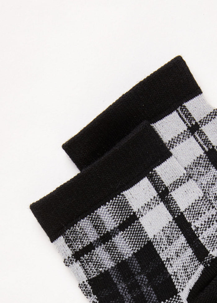 Afends Unisex Asta - Hemp Check Crew Socks - Steel - Sustainable Clothing - Streetwear