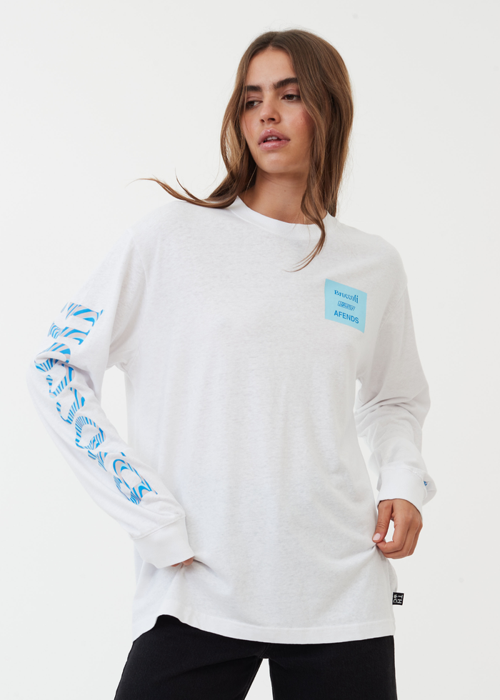 Afends Unisex Broccoli - Unisex Hemp Long Sleeve T-Shirt - White - Sustainable Clothing - Streetwear