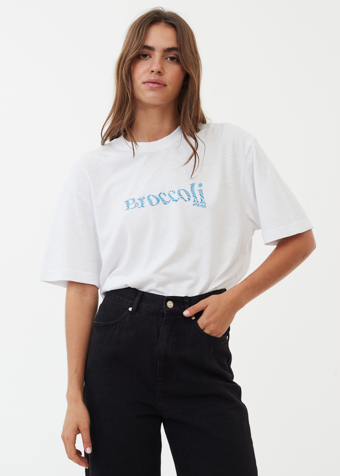 Afends Unisex Broccoli - Unisex Hemp Retro T-Shirt - White - Sustainable Clothing - Streetwear
