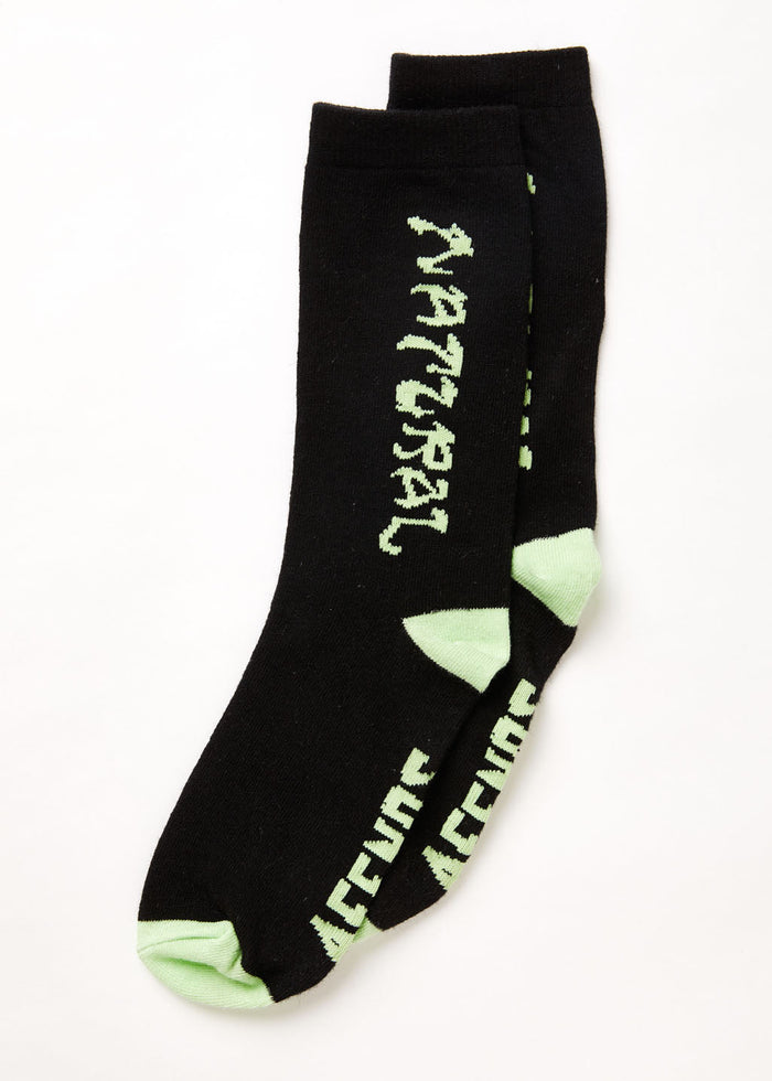 Afends Unisex Natural Technology - Hemp Crew Socks - Black - Sustainable Clothing - Streetwear