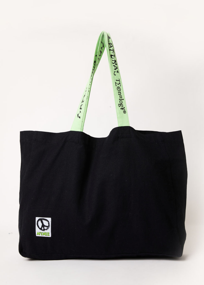 Afends Unisex Natural Technology - Hemp Oversized Tote Bag - Black - Sustainable Clothing - Streetwear