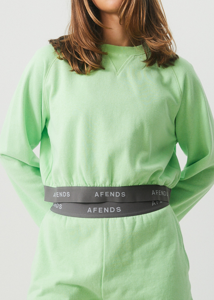 Afends Womens Homebound - Hemp Crew Neck Jumper - Lime Green - Sustainable Clothing - Streetwear