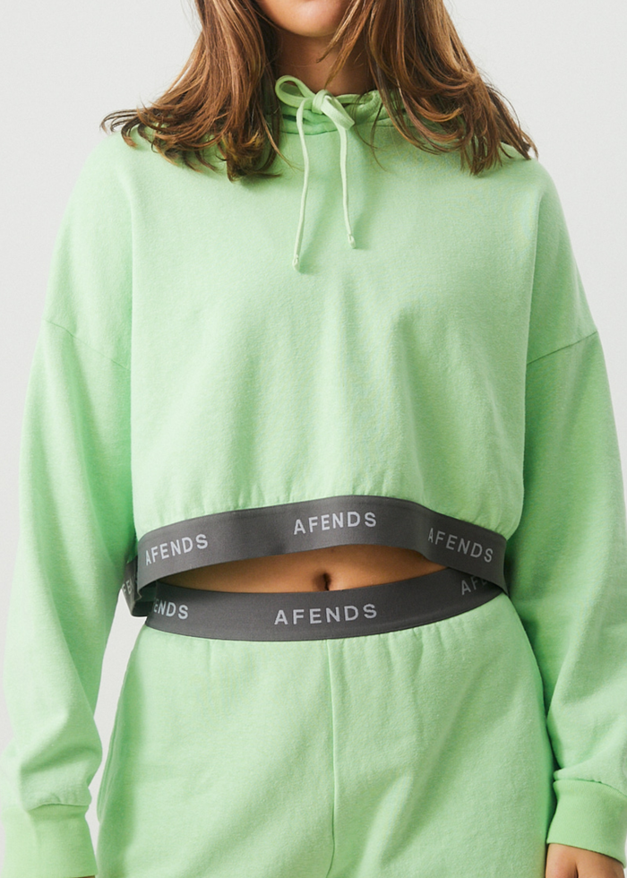 Afends Womens Homebound - Hemp Cropped Hoodie - Lime Green - Sustainable Clothing - Streetwear