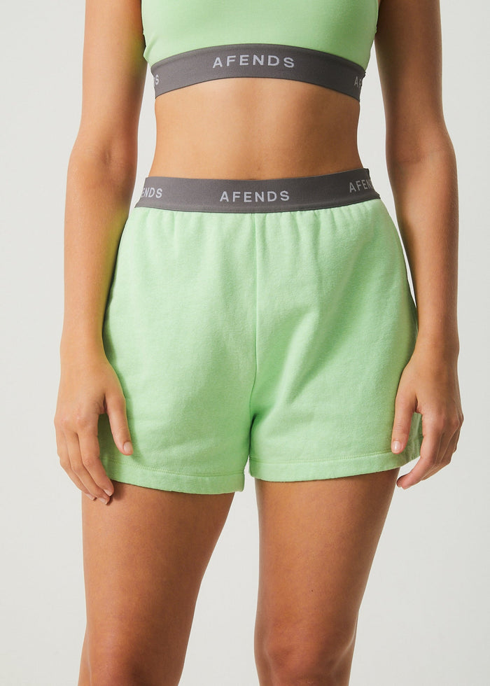 Afends Womens Homebound - Hemp Sweat Shorts - Lime Green - Sustainable Clothing - Streetwear