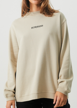 Afends Womens Luxury - Recycled Crew Neck Jumper - Cement - Afends womens luxury   recycled crew neck jumper   cement   sustainable clothing   streetwear