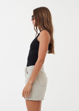 Afends Womens Seventy Threes - Organic Denim High Waisted Shorts - Faded Cement - Afends womens seventy threes   organic denim high waisted shorts   faded cement   sustainable clothing   streetwear