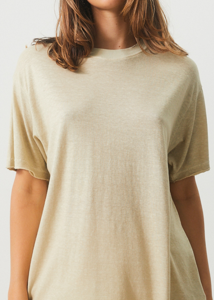 Afends Womens Slay - Hemp Oversized T-Shirt - Cement - Sustainable Clothing - Streetwear
