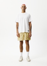 Afends Mens Baywatch Atmosphere - Organic Elastic Waist Shorts - Butter Stripe - Afends mens baywatch atmosphere   organic elastic waist shorts   butter stripe   sustainable clothing   streetwear