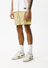 Afends Mens Baywatch Atmosphere - Organic Elastic Waist Shorts - Butter Stripe - Afends mens baywatch atmosphere   organic elastic waist shorts   butter stripe   sustainable clothing   streetwear