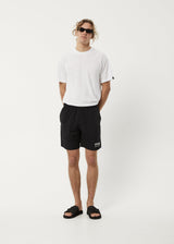 Afends Mens Baywatch Flowers - Elastic Waist Shorts - Black - Afends mens baywatch flowers   elastic waist shorts   black   sustainable clothing   streetwear