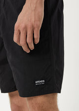 Afends Mens Baywatch Misprint - Elastic Waist Shorts - Black - Afends mens baywatch misprint   elastic waist shorts   black   sustainable clothing   streetwear