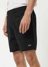Afends Mens Baywatch Misprint - Elastic Waist Shorts - Black - Afends mens baywatch misprint   elastic waist shorts   black   sustainable clothing   streetwear