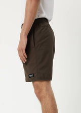 Afends Mens Baywatch Misprint - Elastic Waist Shorts - Coffee - Afends mens baywatch misprint   elastic waist shorts   coffee   sustainable clothing   streetwear
