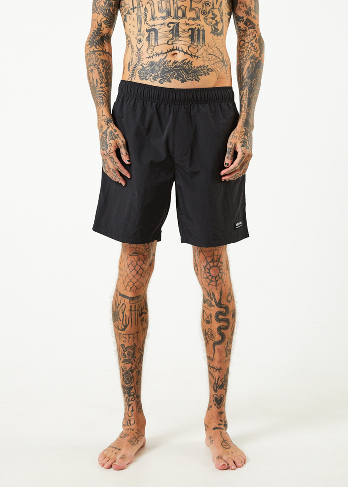 Afends Mens Baywatch Vortex - Recycled Elastic Waist Shorts - Black - Sustainable Clothing - Streetwear
