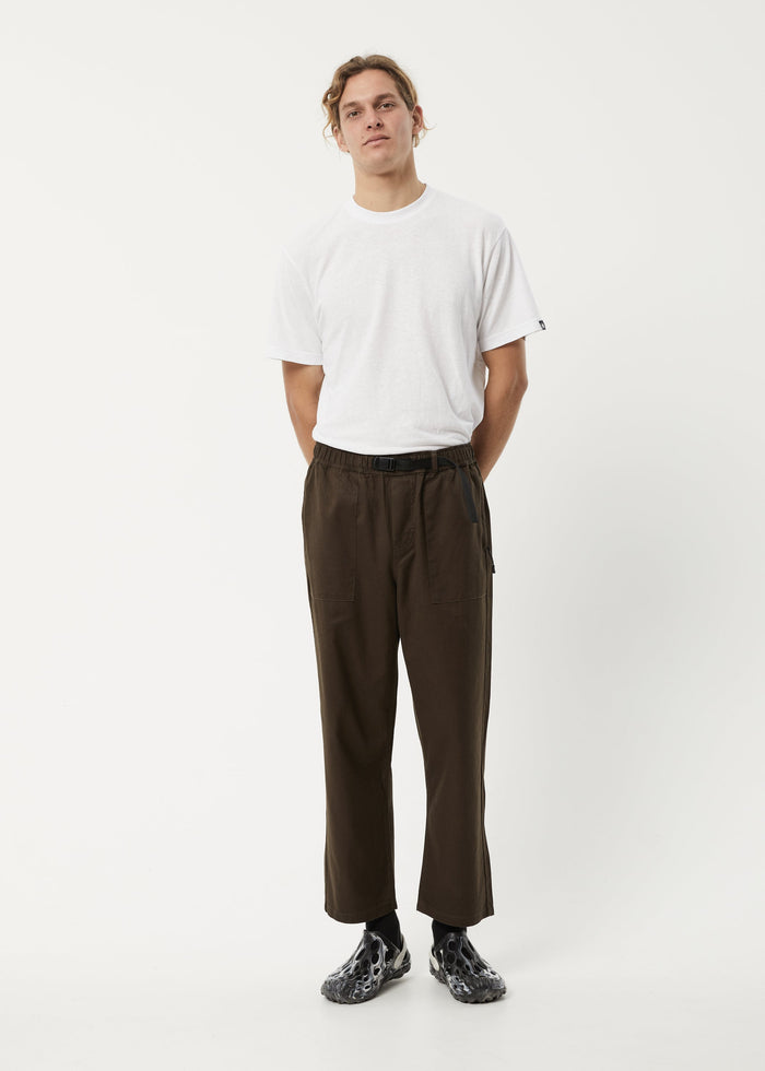 Afends Mens Cabal - Hemp Elastic Waist Relaxed Pants - Coffee - Sustainable Clothing - Streetwear