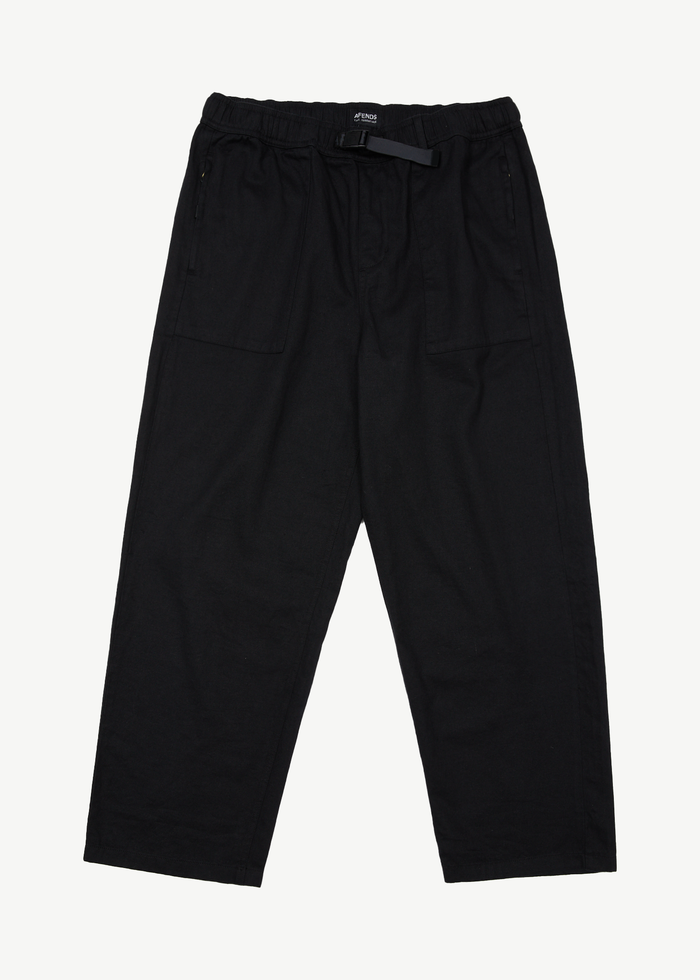 Afends Mens Cabal - Hemp Elastic Waist Technical Pants - Black - Sustainable Clothing - Streetwear