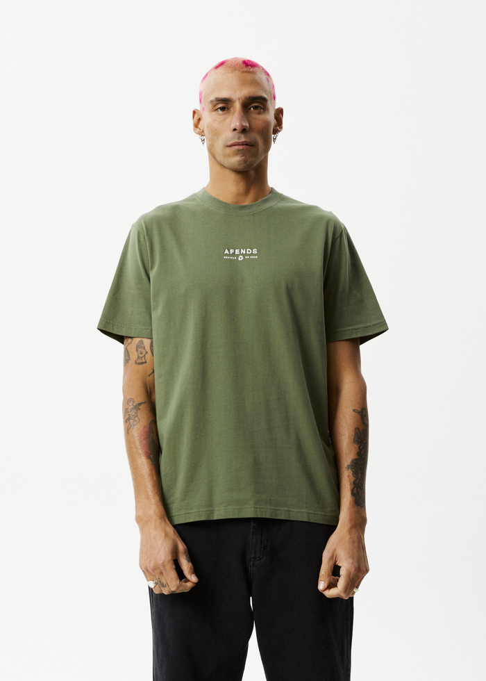 Afends Mens Calico - Recycled Retro Logo T-Shirt - Cypress - Sustainable Clothing - Streetwear