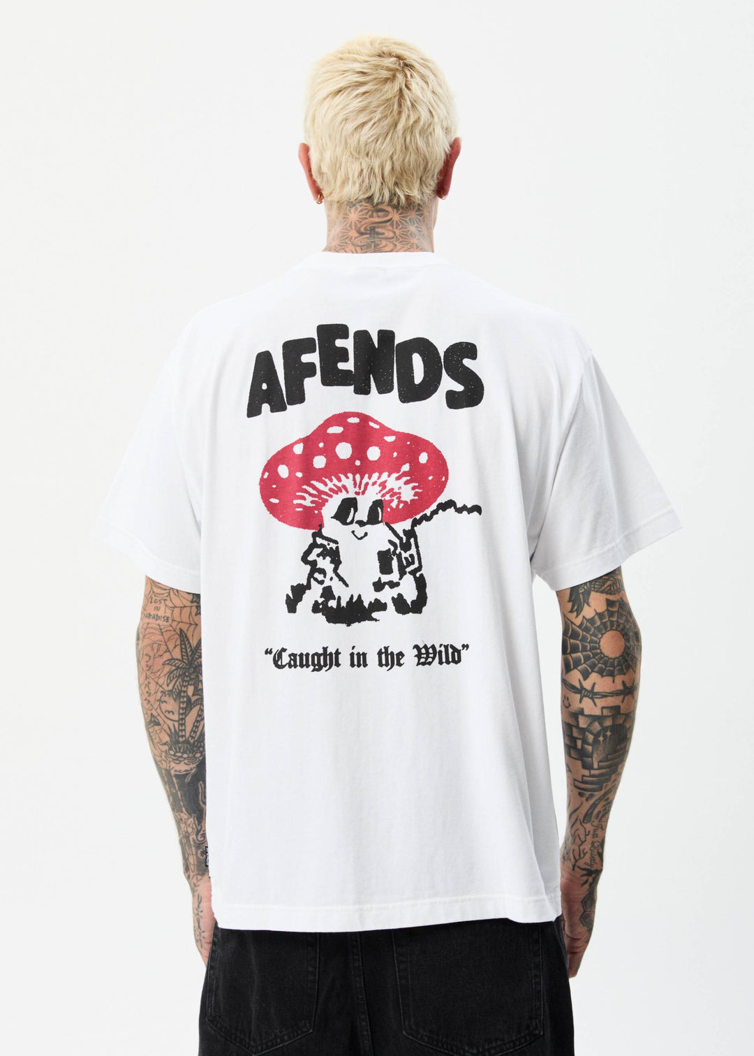 Afends Mens Caught In The Wild - Recycled Boxy Graphic T-Shirt - White - Sustainable Clothing - Streetwear