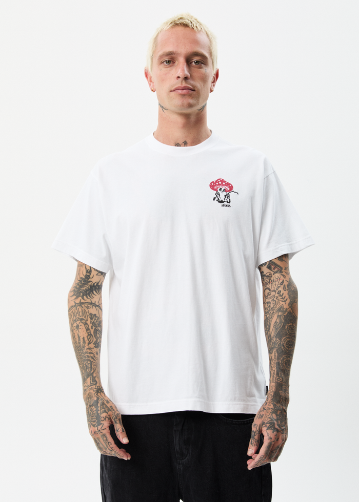 Afends Mens Caught In The Wild - Recycled Boxy Graphic T-Shirt - White - Sustainable Clothing - Streetwear