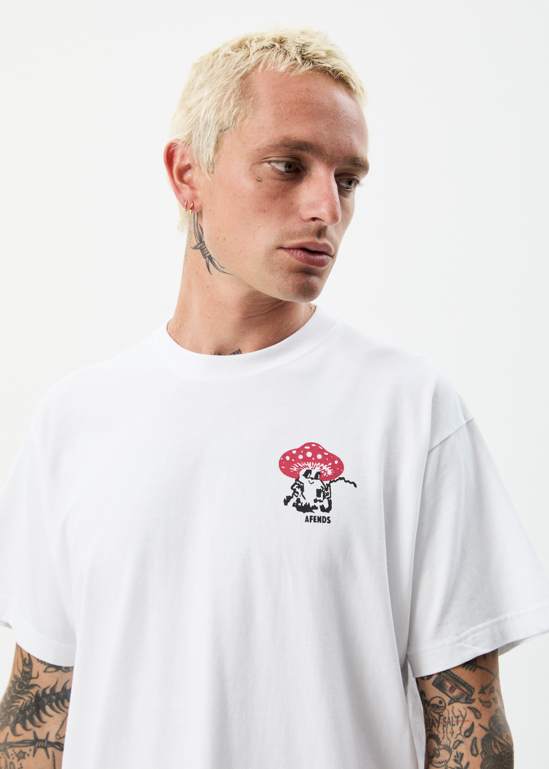 Afends Mens Caught In The Wild - Recycled Boxy Graphic T-Shirt - White - Sustainable Clothing - Streetwear