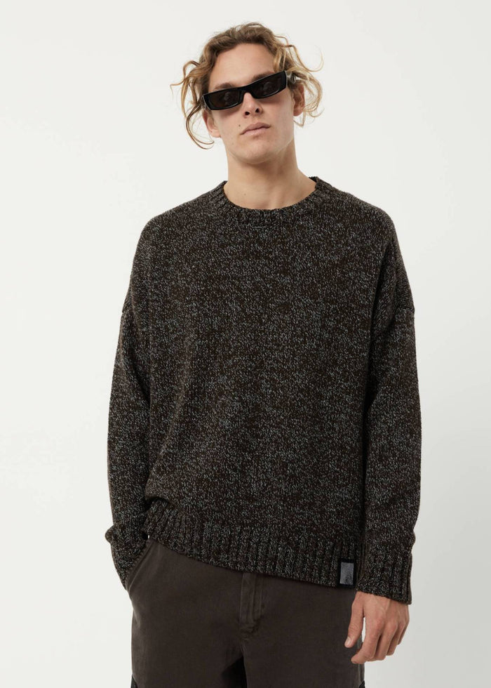 Afends Mens Console - Organic Knitted Jumper - Coffee - Sustainable Clothing - Streetwear
