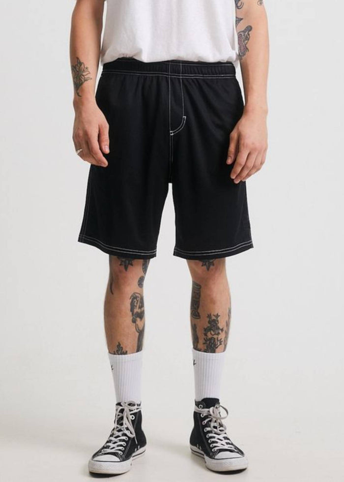 Afends Mens Courtside  - Recycled Mesh Shorts - Black - Sustainable Clothing - Streetwear