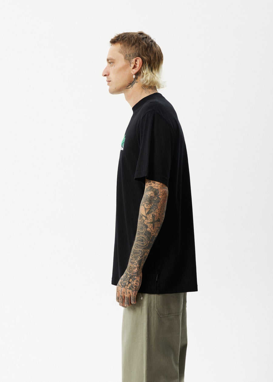 Afends Mens Crops Retro Logo TShirt Black Afends Europe