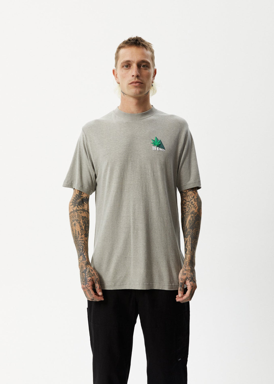 Afends Mens Crops - Retro Logo T-Shirt - Olive - Sustainable Clothing - Streetwear