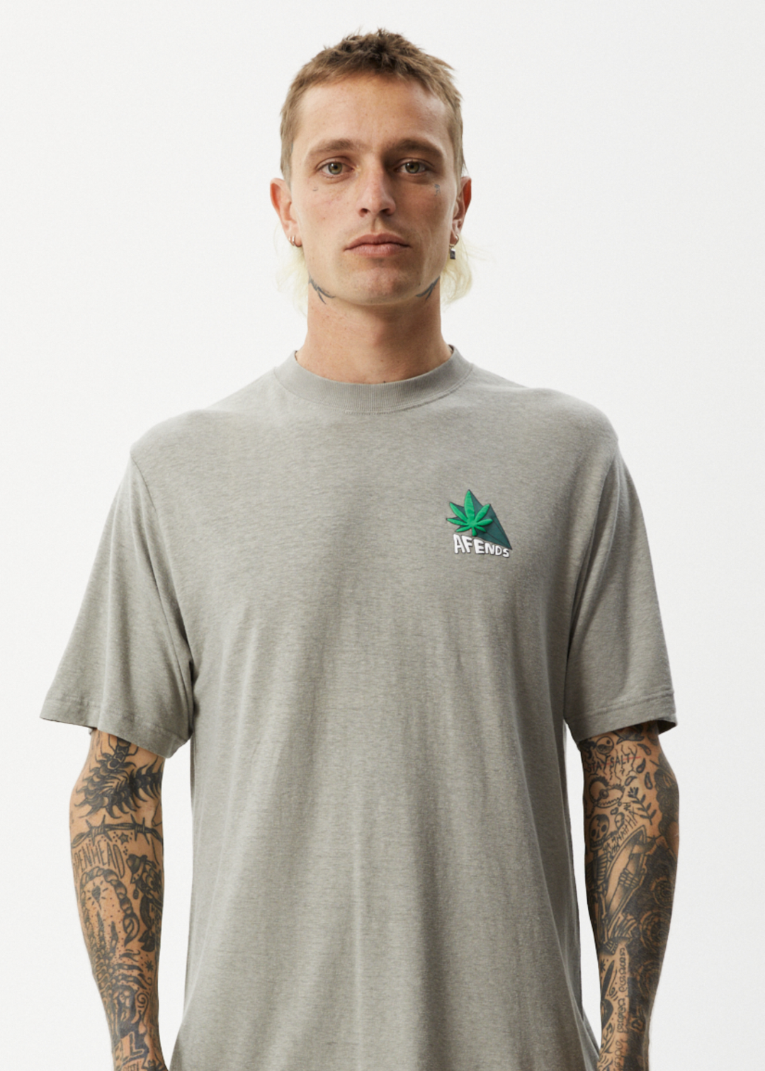 Afends Mens Crops - Retro Logo T-Shirt - Olive - Sustainable Clothing - Streetwear