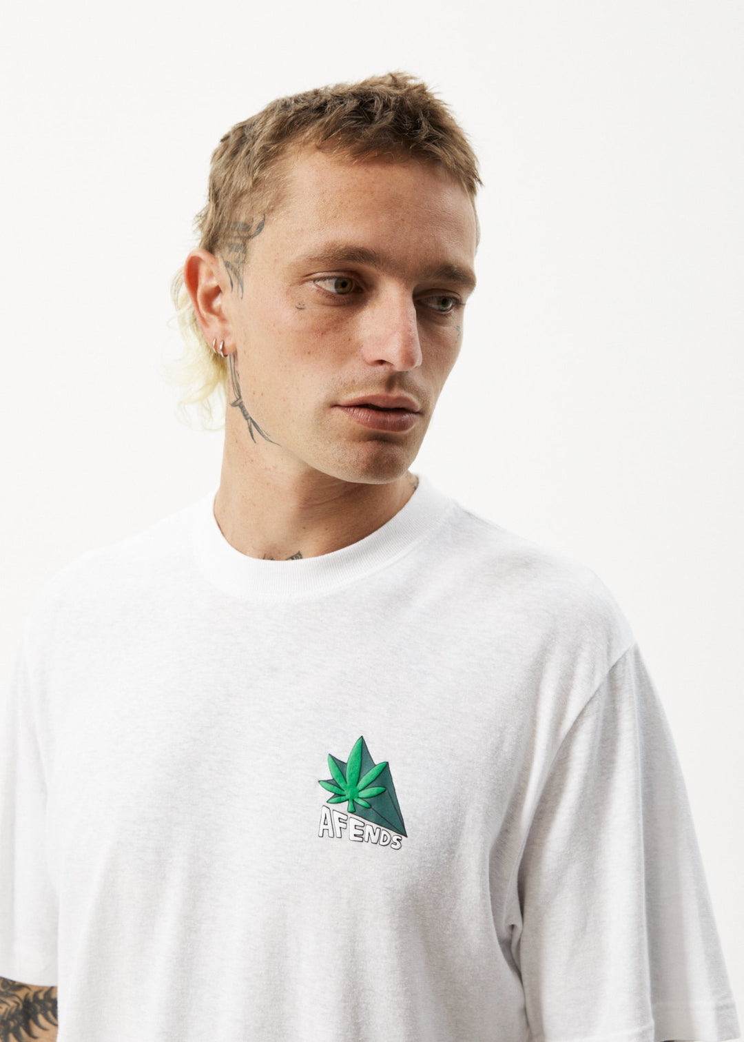 Afends Mens Crops - Retro Logo T-Shirt - White - Sustainable Clothing - Streetwear