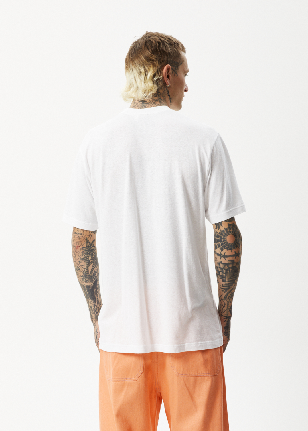 Afends Mens Crops - Retro Logo T-Shirt - White - Sustainable Clothing - Streetwear