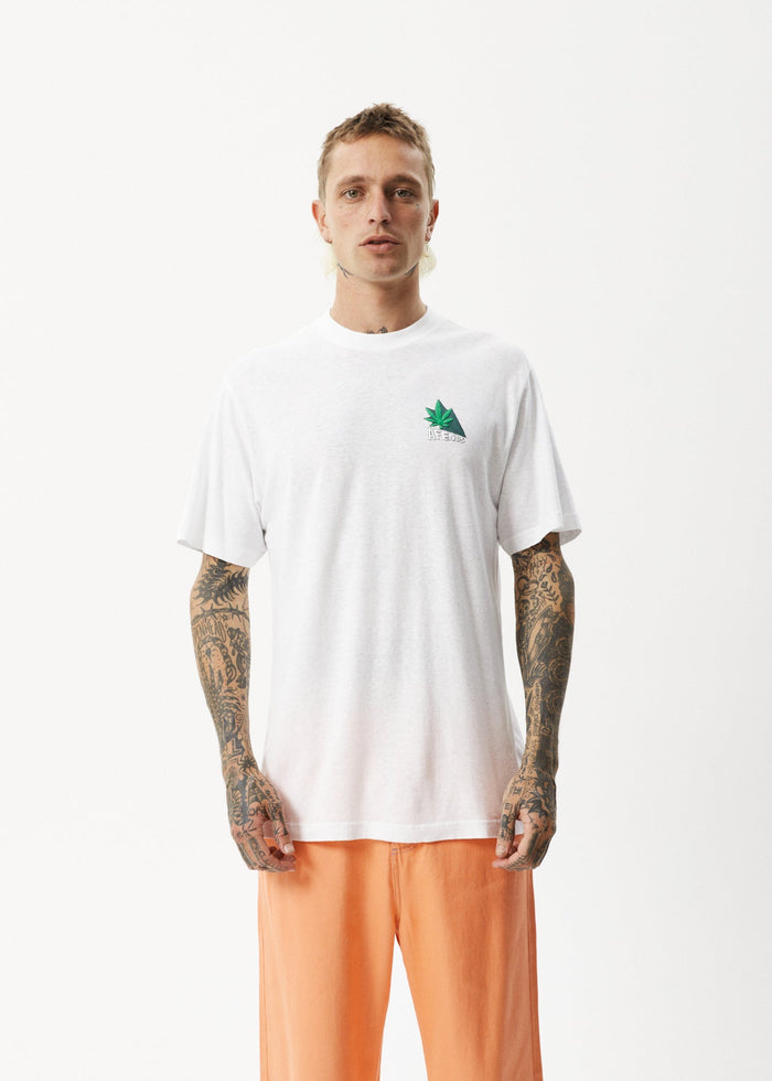 Afends Mens Crops - Retro Logo T-Shirt - White - Sustainable Clothing - Streetwear