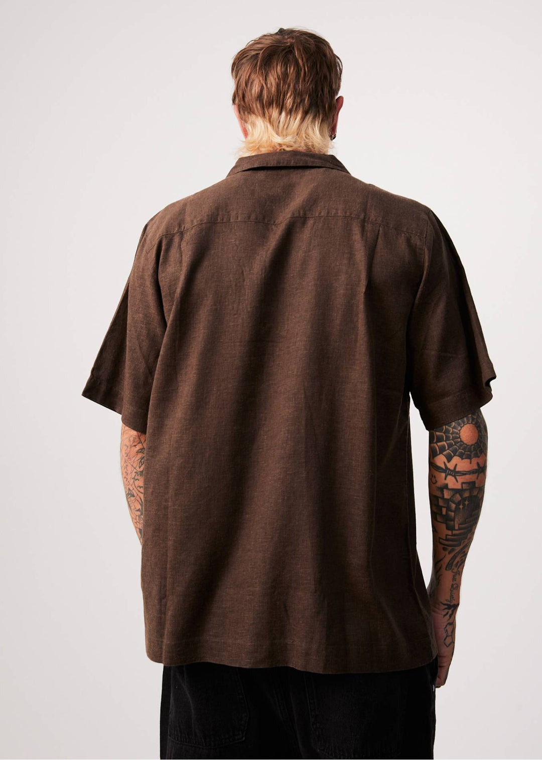 Afends Mens Daily - Hemp Cuban Short Sleeve Shirt - Coffee - Sustainable Clothing - Streetwear