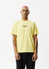 Afends Mens Earthling - Recycled Retro Graphic Logo T-Shirt - Butter - Afends mens earthling   recycled retro graphic logo t shirt   butter   sustainable clothing   streetwear