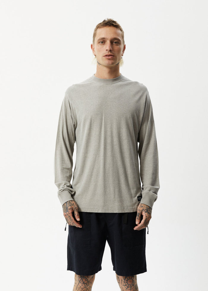 Afends Mens Essential - Hemp Long Sleeve T-Shirt - Olive - Sustainable Clothing - Streetwear
