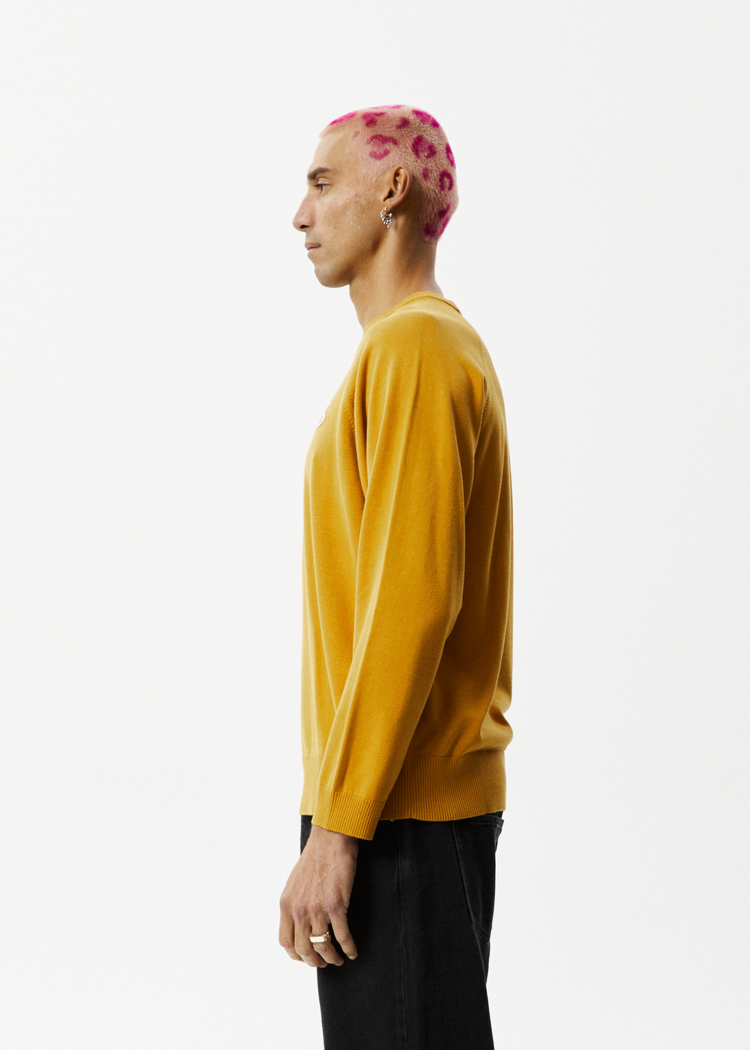 Afends Mens Farming - Knitted Crew Neck Jumper - Mustard - Sustainable Clothing - Streetwear