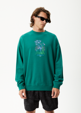 Afends Mens Gardener - Crew Neck Jumper - Emerald - Afends mens gardener   crew neck jumper   emerald   sustainable clothing   streetwear
