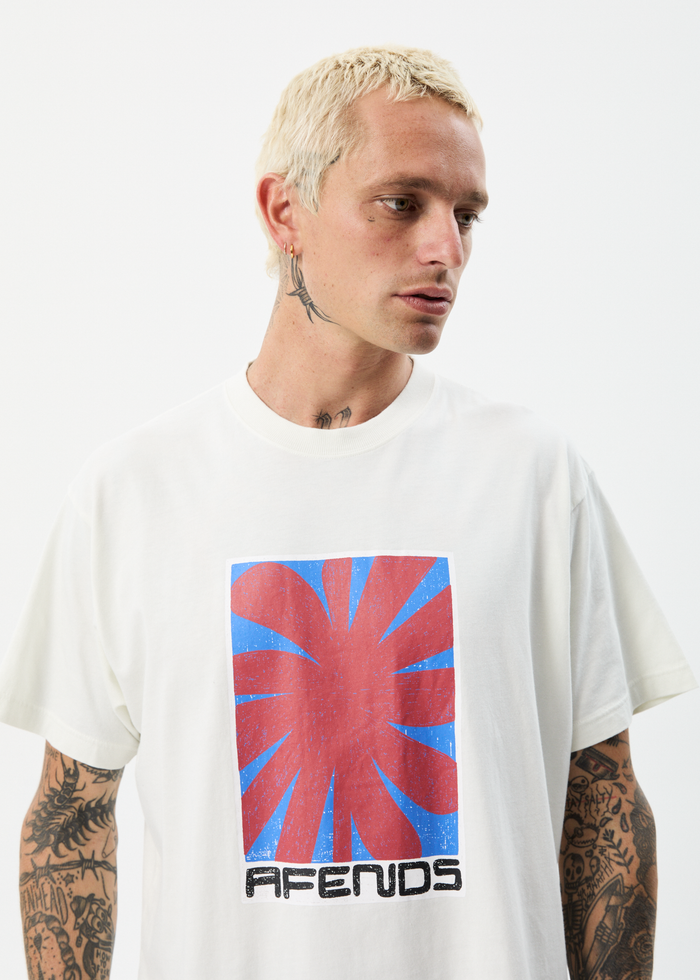Afends Mens Holiday - Recycled Boxy Graphic T-Shirt - Off White - Sustainable Clothing - Streetwear