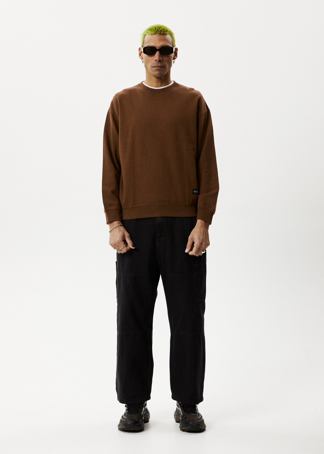 Afends Mens Indica - Hemp Crew Neck Jumper - Toffee - Sustainable Clothing - Streetwear