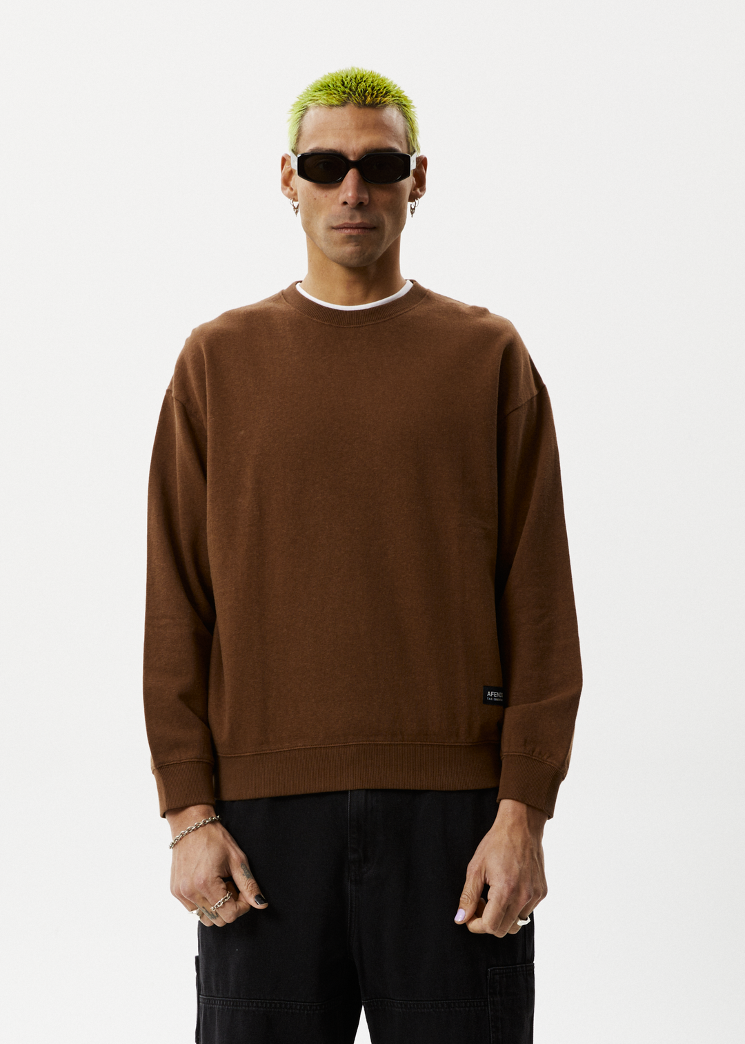 Afends Mens Indica Hemp Crew Neck Jumper Toffee Afends Europe