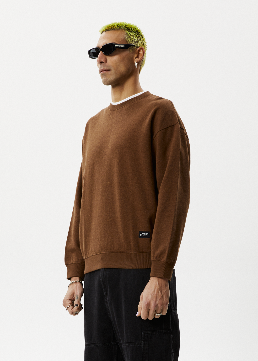 Afends Mens Indica - Hemp Crew Neck Jumper - Toffee - Sustainable Clothing - Streetwear