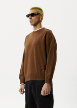 Afends Mens Indica - Hemp Crew Neck Jumper - Toffee - Afends mens indica   hemp crew neck jumper   toffee   sustainable clothing   streetwear
