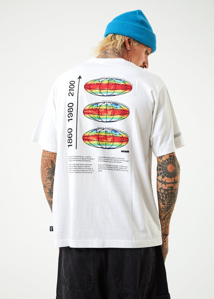 Afends Mens Information - Recycled Retro Graphic T-Shirt - White - Sustainable Clothing - Streetwear