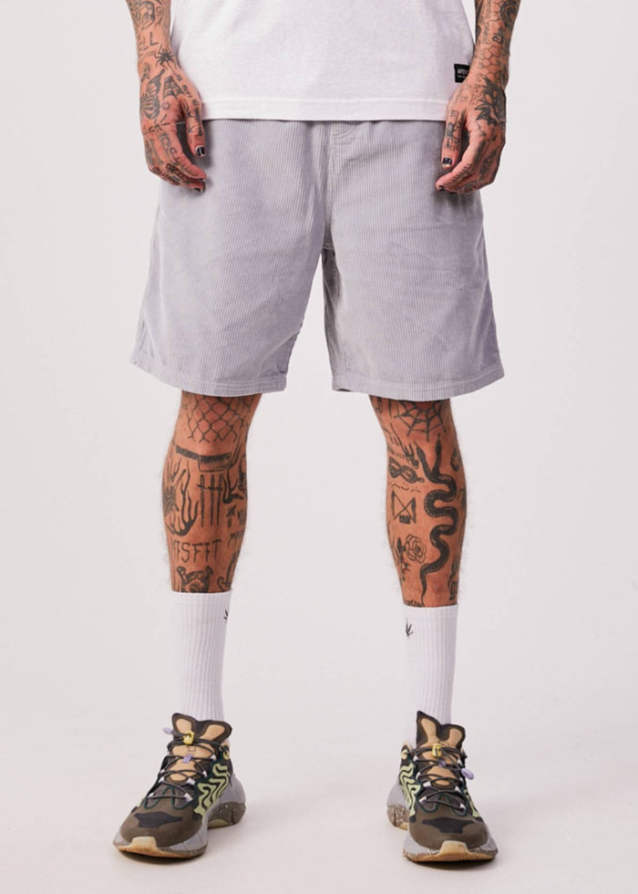 Afends Mens Louie - Organic Corduroy Shorts - Grey - Sustainable Clothing - Streetwear