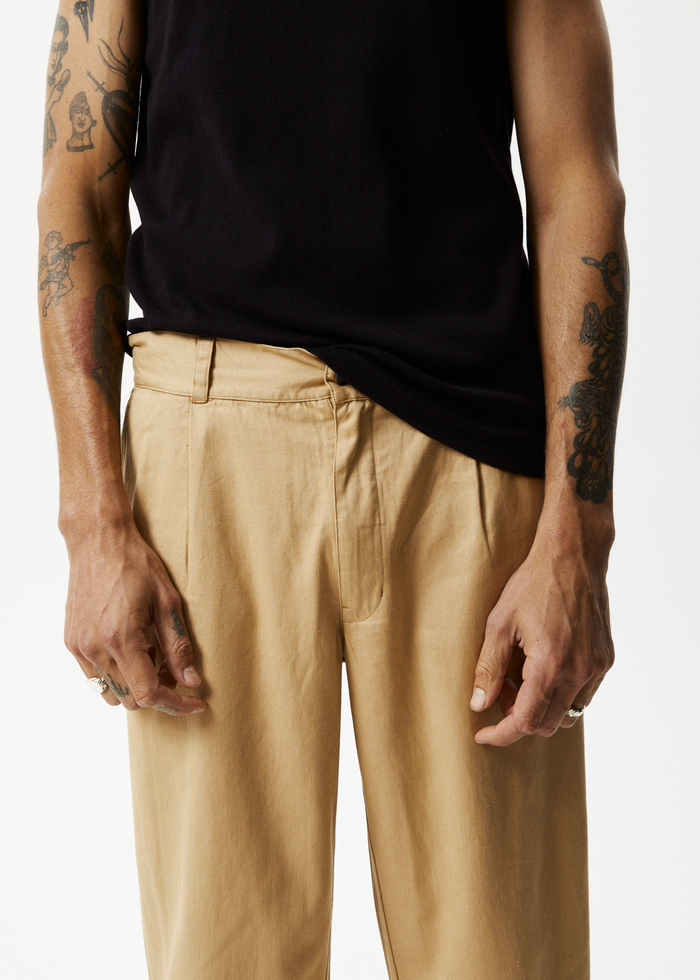Afends Mens Mixed Business - Hemp Suit Pants - Tan - Sustainable Clothing - Streetwear