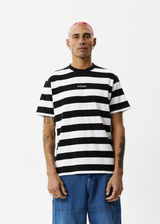 Afends Mens Needle - Recycled Retro Logo T-Shirt - Black Stripe - Afends mens needle   recycled retro logo t shirt   black stripe   sustainable clothing   streetwear
